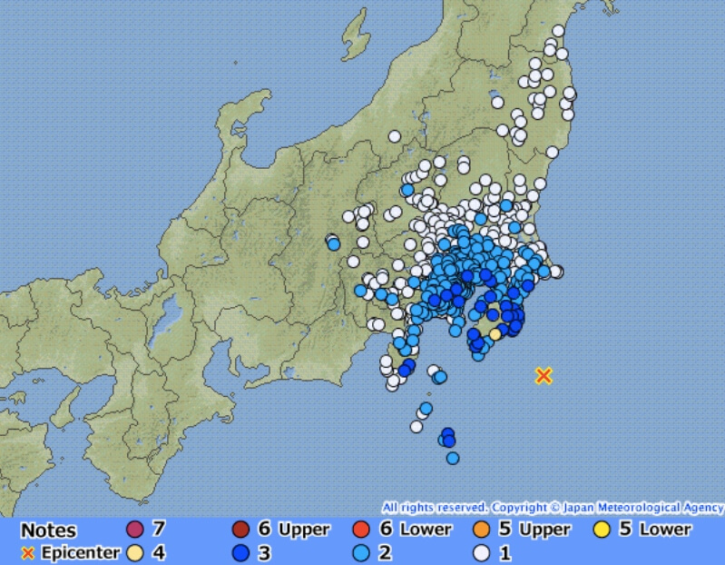 Aardbeving Tokyo wanneer